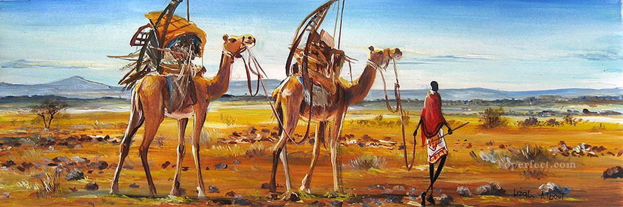 mit Kamelen Tier Sport  Ölgemälde